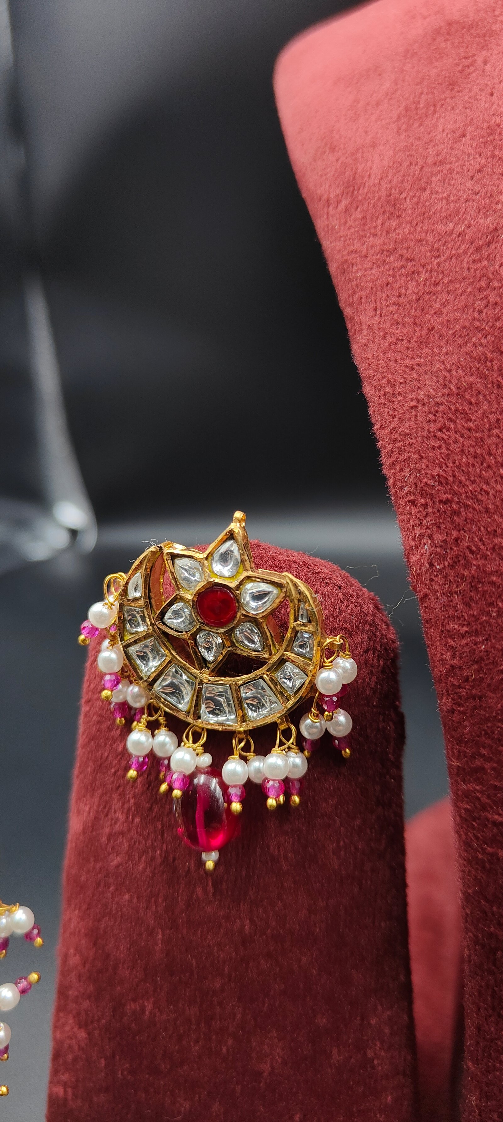 Indian Bridal Kundan Choker Set Gold Wedding Jewelry Red Stone Necklace Maang Tikka Passa Ethnic Designer Set