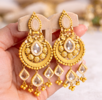 Polki Bridal Choker Set, Sterling Silver Gold Plated Necklace Earrings Maang Tikka, Wedding Jewelry