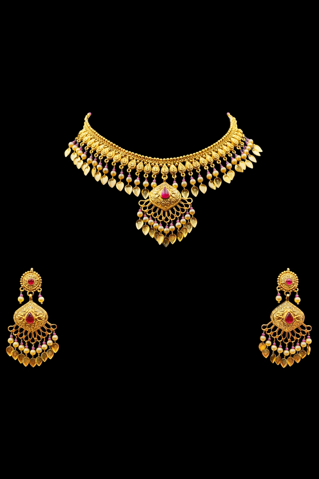 925 Sterling Silver Jadau Necklace Set with 24K Gold Plating | Traditional Kundan Pearl Bridal Jewelry Set